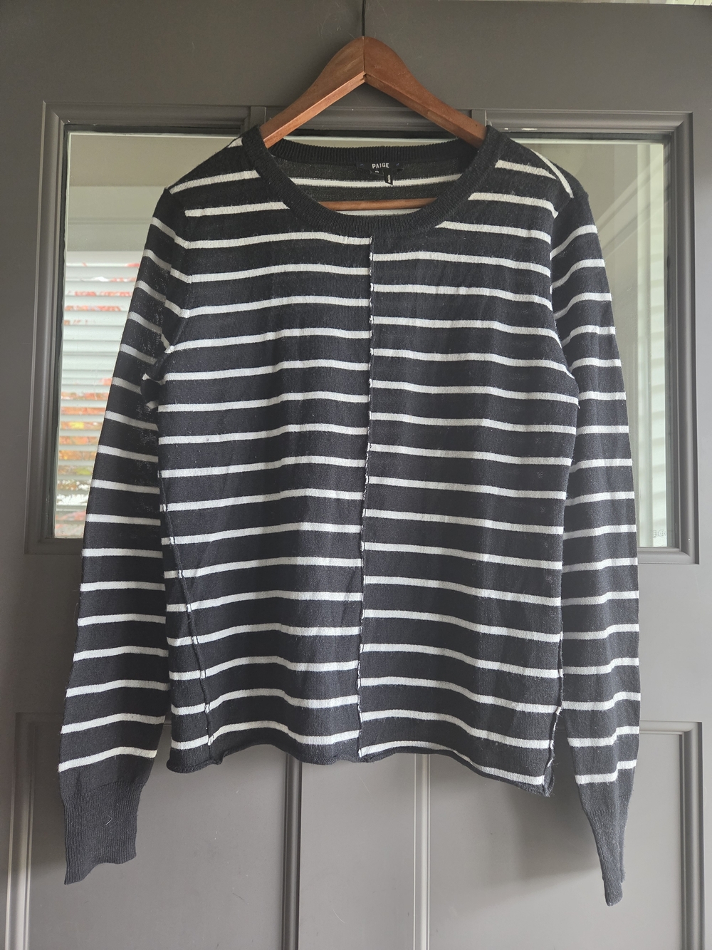 PAIGE Allie Black and White Striped Knit Cardigan